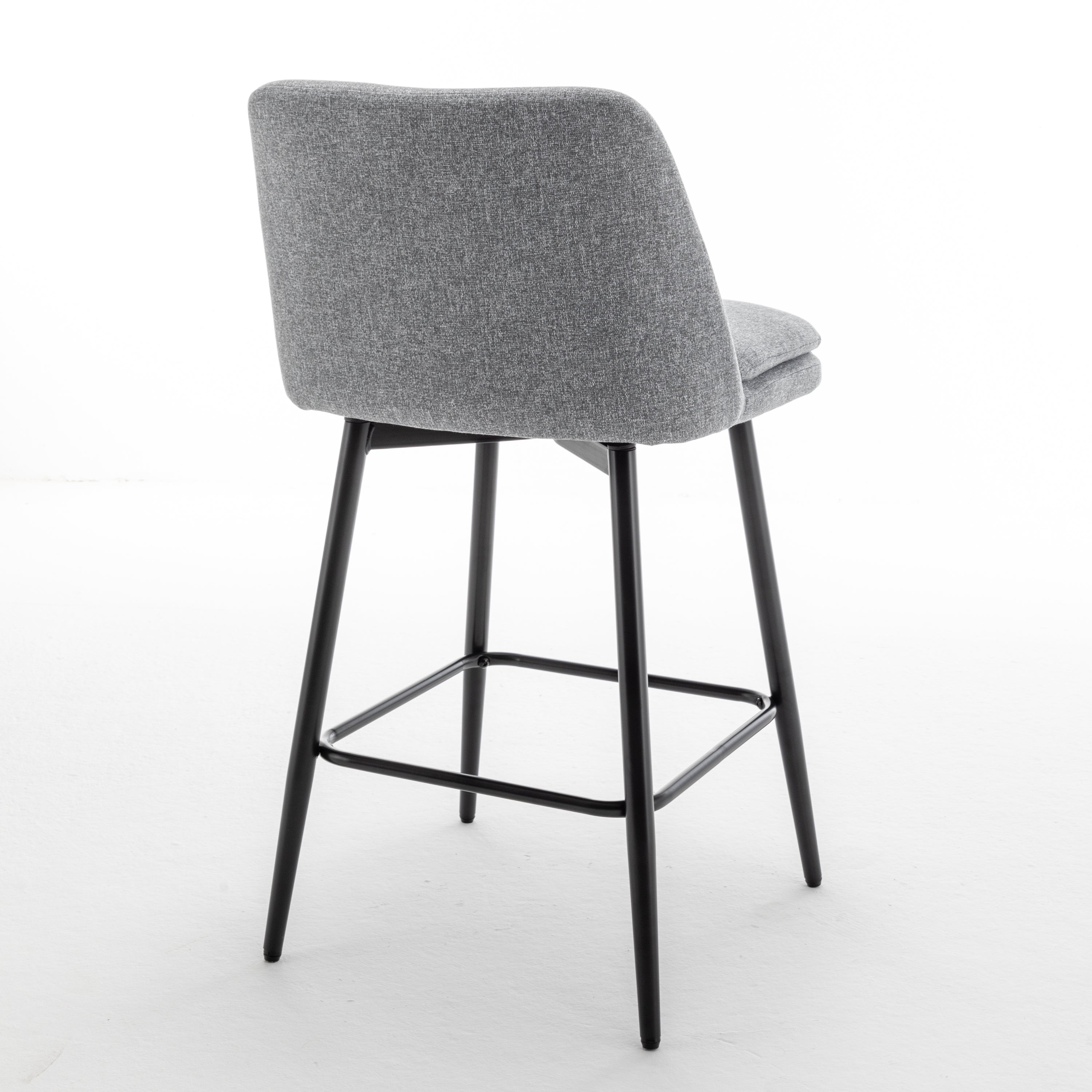 360° Swivel Counter Height Bar Stools Set of 2 - Upholstered with Back Support & Sturdy Metal Legs, 25.6