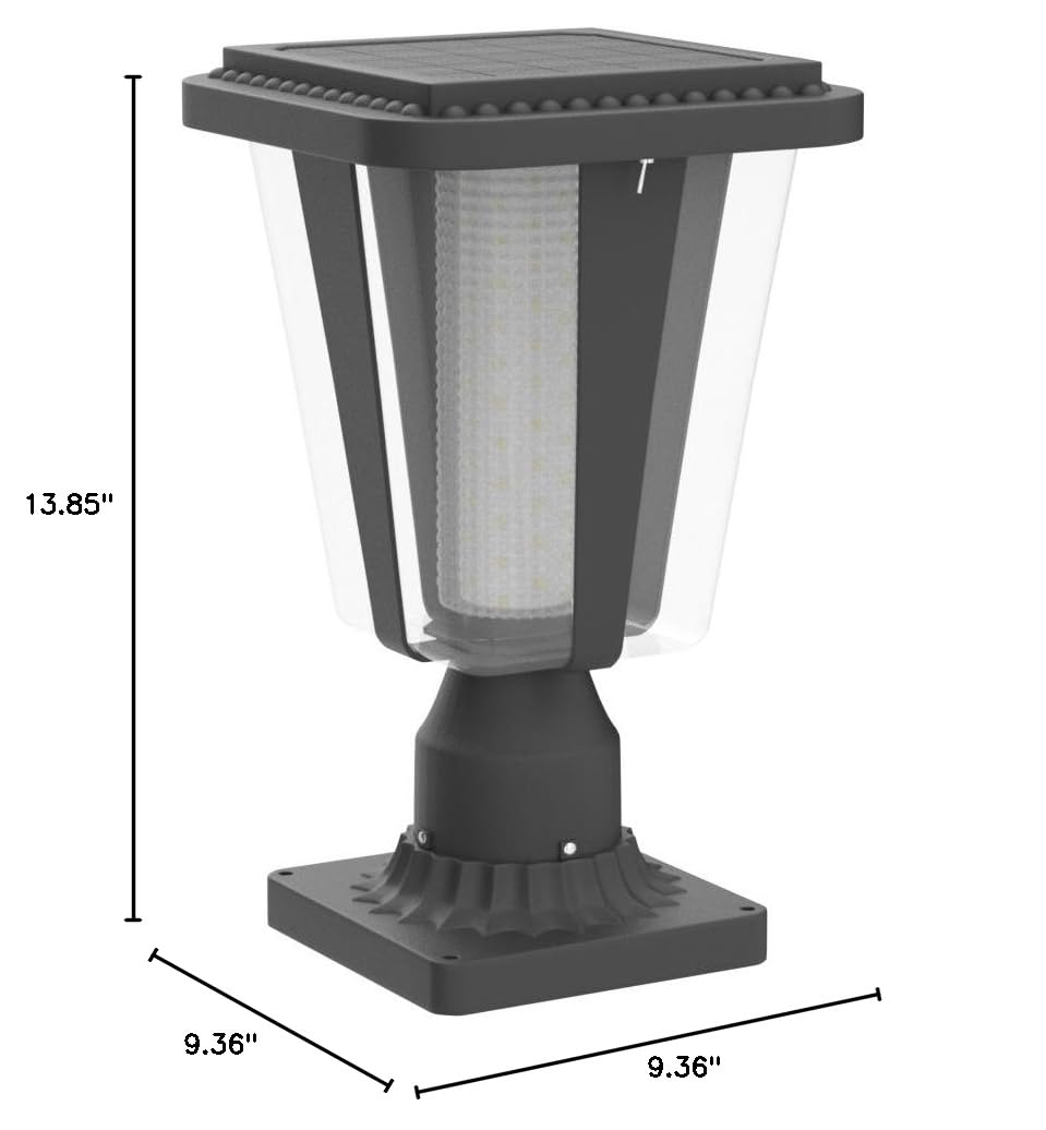 Lovus 160LM Solar Light Lamp Post - 6000K White Outdoor Solar Pillar Lights with 3