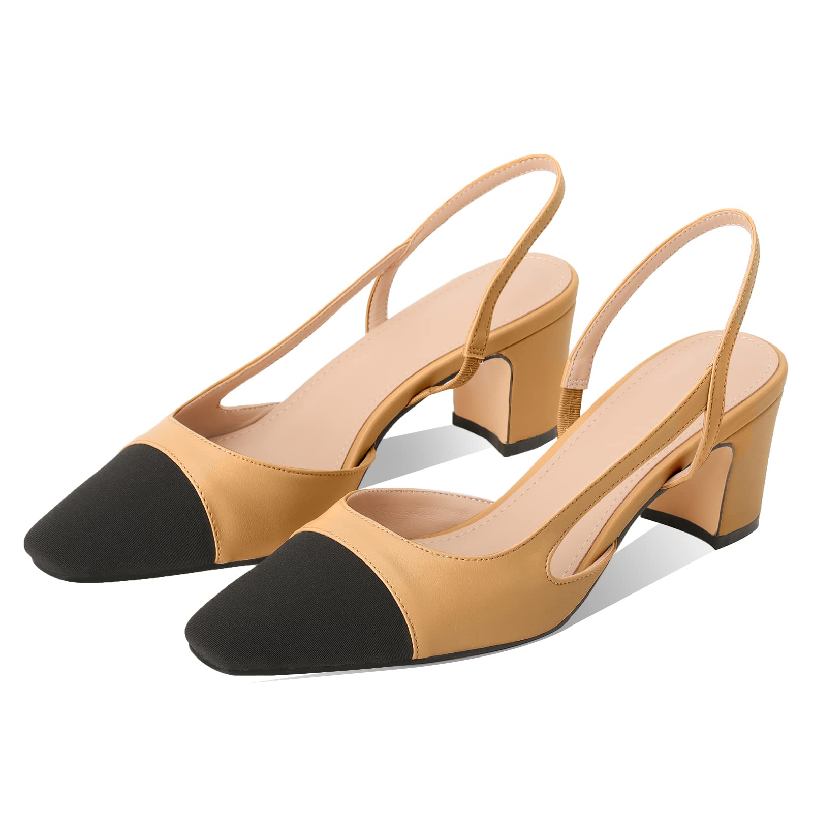 MIRAAZZURRA Women's Chunky Heel Slingback Pumps - Sexy Round Toe Dress Shoes for Wedding, Party & Office Wear | Comfortable Fashion Heels for Women