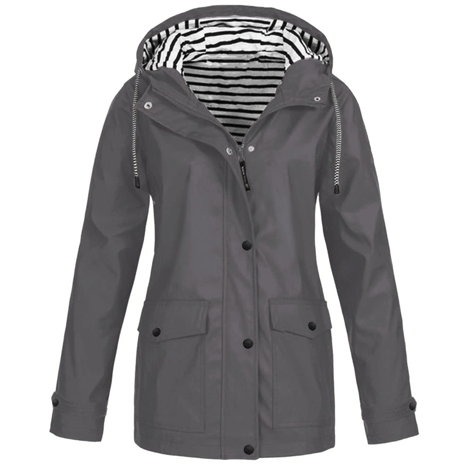 Women's Waterproof Rain Jacket with Hood - Lightweight Windbreaker Hiking Coat for Outdoor Activities - Perfect for Autumn Hiking, Camping & Travel (with Pockets)