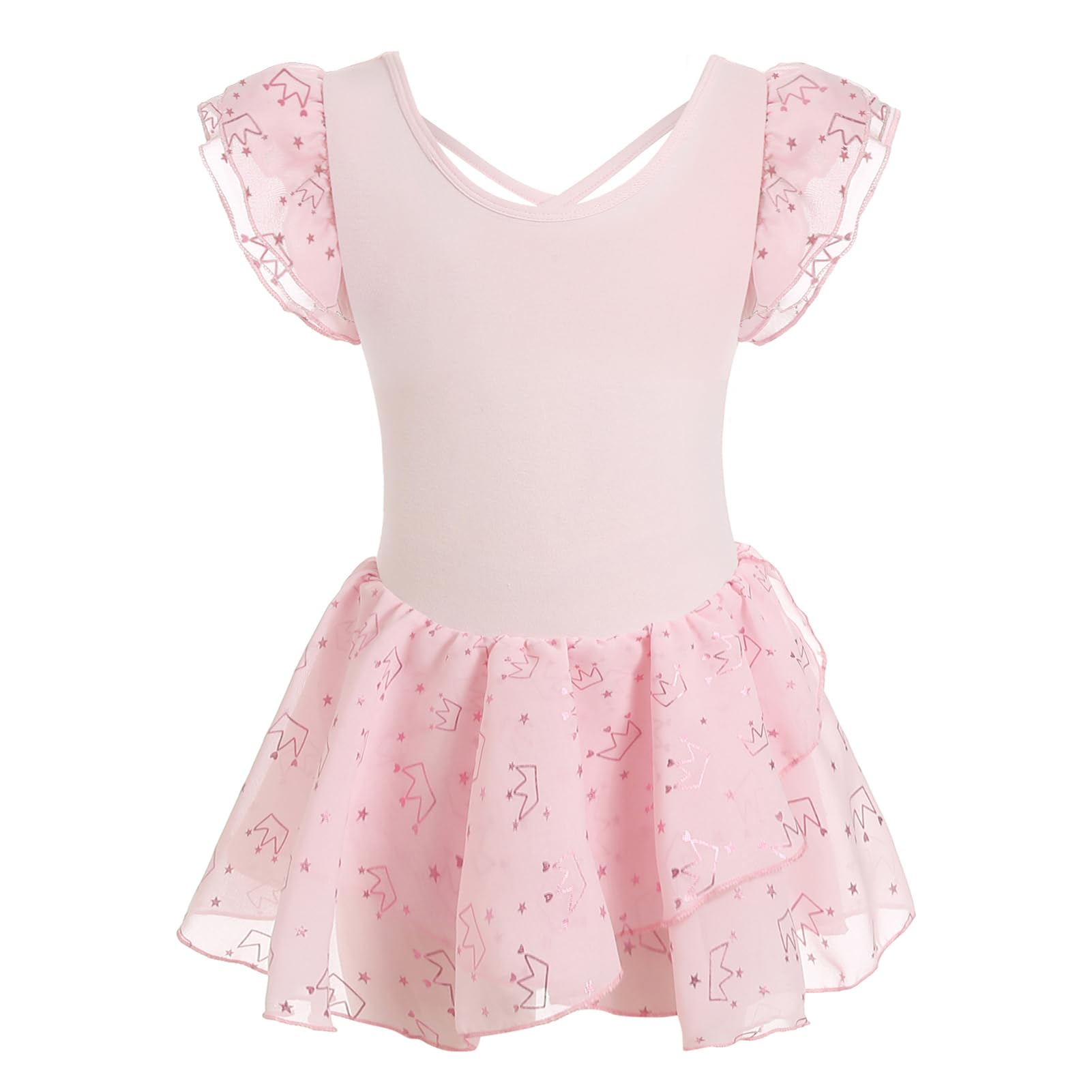 Sparkle Star Unicorn Crown Print Girls Sleeveless Ballet Leotard with Tutu Skirt - Perfect for Dance Recitals, Ballet Classes & Costume Parties