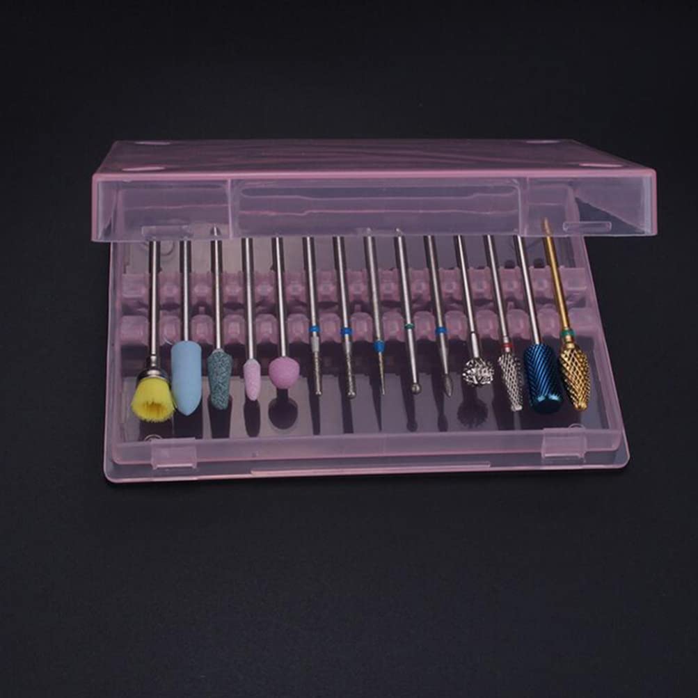 Professional Nail Drill Bit Holder Organizer - 4 Pcs Nail Art Storage Box with 14 Holes for Salon & Home Use | Perfect for Nail Polish, Grinding & Display Organization