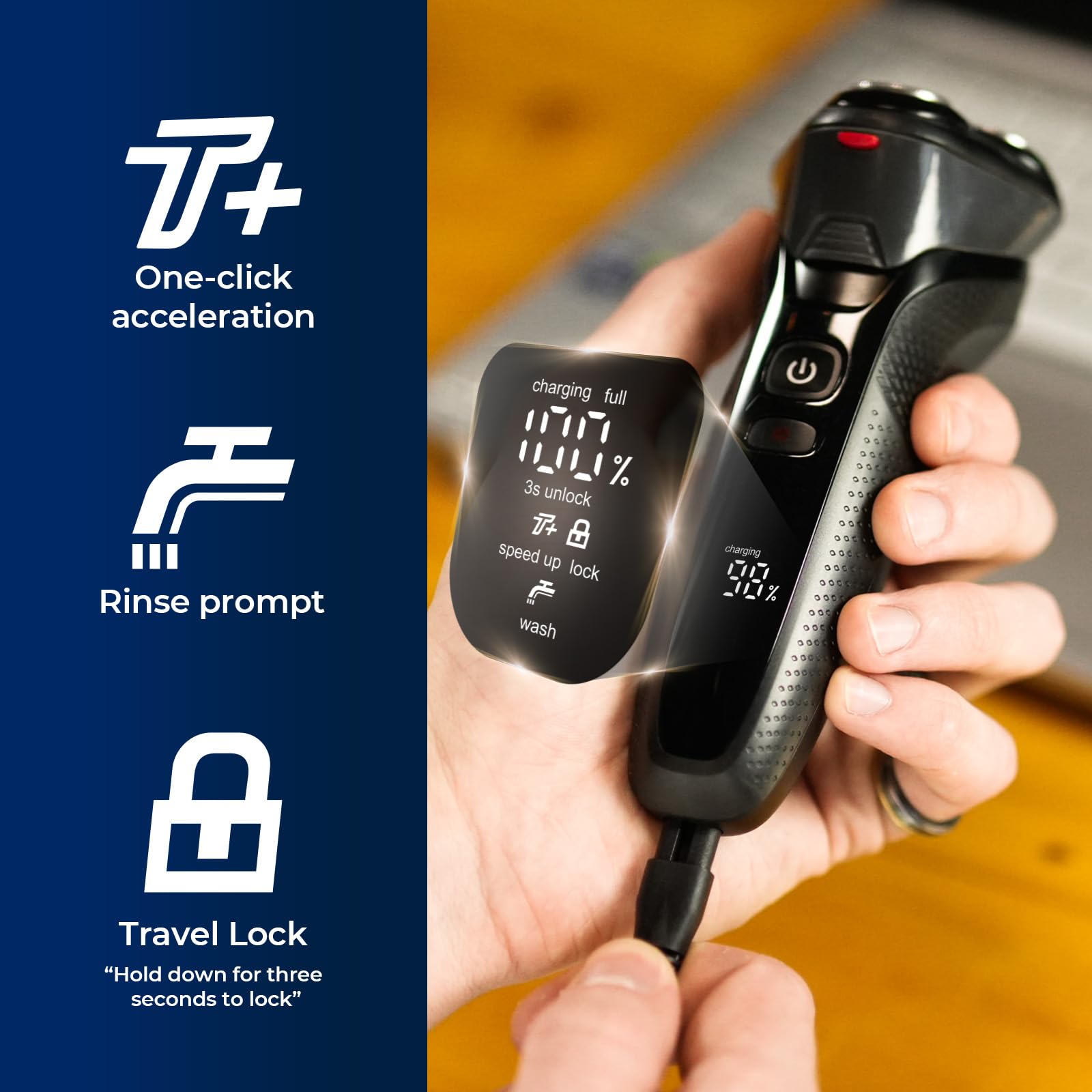 Best Electric Razor for Men - Rategist Rechargeable Waterproof Wet/Dry Shaver with Adjustable Speeds - Perfect for Travel, Gym & Daily Shaving