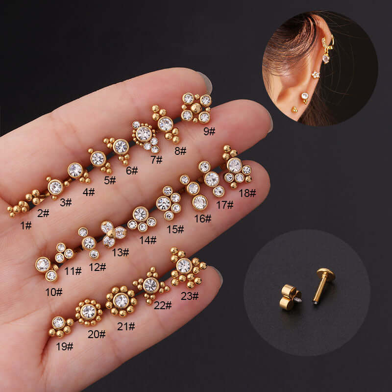 16G Cartilage Flat Back Labret Stud Earrings - Surgical Steel Push Pin for Helix, Tragus, Conch Piercings | Perfect for Everyday Wear & Professional Settings
