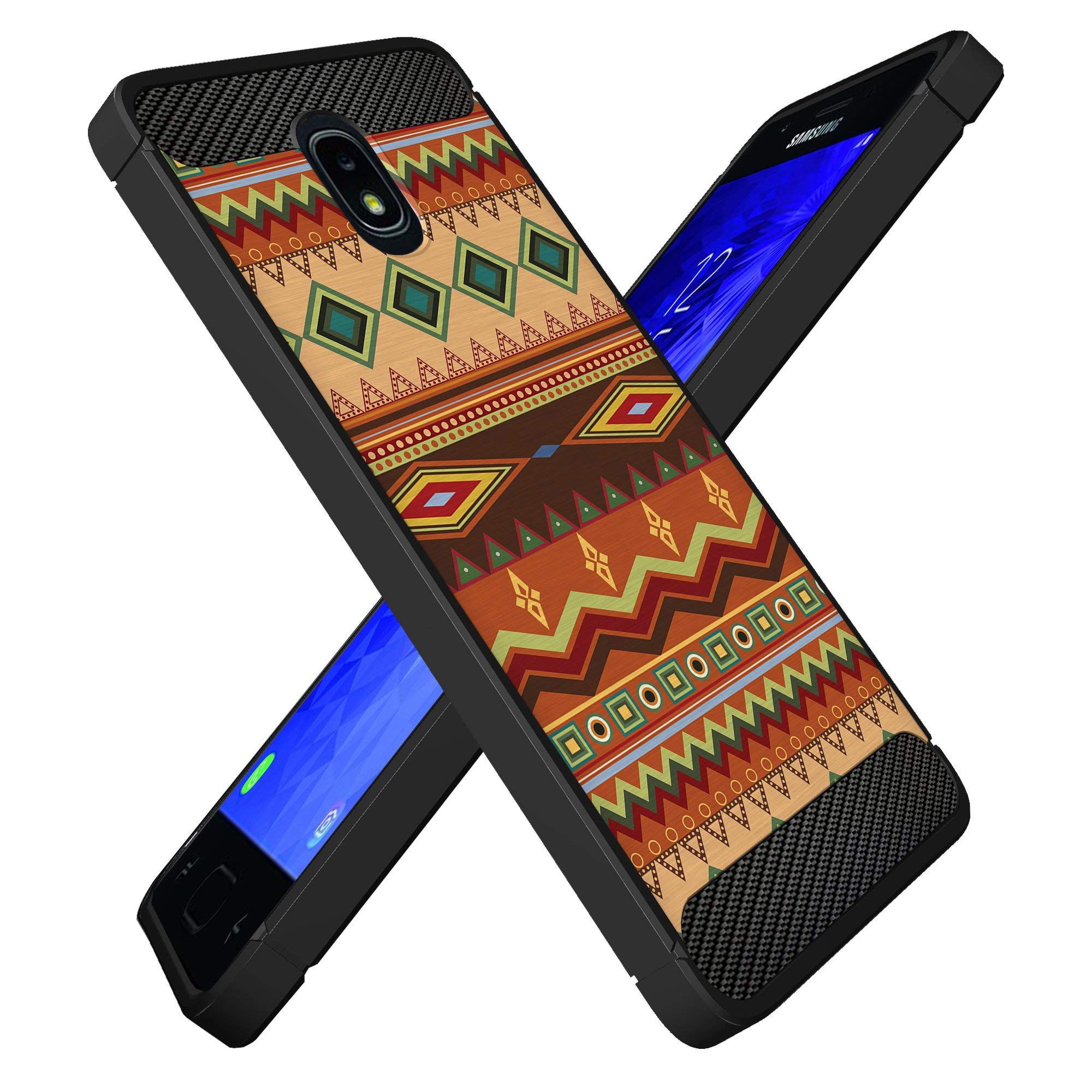 Premium Slim Black TPU Case for Samsung J3 (2018) / J3 Star / J3 Achieve / Express Prime 3 / J3 Orbit / Amp Prime 3 - Shockproof Flexible Protective Phone Cover with Autumn Tribal Pattern - Perfect for Daily Use, Travel & Outdoor Activities