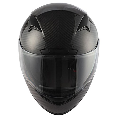 Genuine Carbon Fiber Motorcycle Helmet - Lightweight 3.2lb Full Face Street Bike Helmet (HG335-CarbonFiber) Black - Perfect for Racing, Commuting & Road Safety
