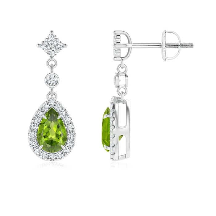 Natural Peridot Drop Earrings for Women - 14K Solid Gold/Platinum August Birthstone Jewelry | Elegant Dangle Earrings for Birthday, Wedding, Anniversary Gifts | Perfect for Evening Parties, Bridal Accessories & Special Occasions