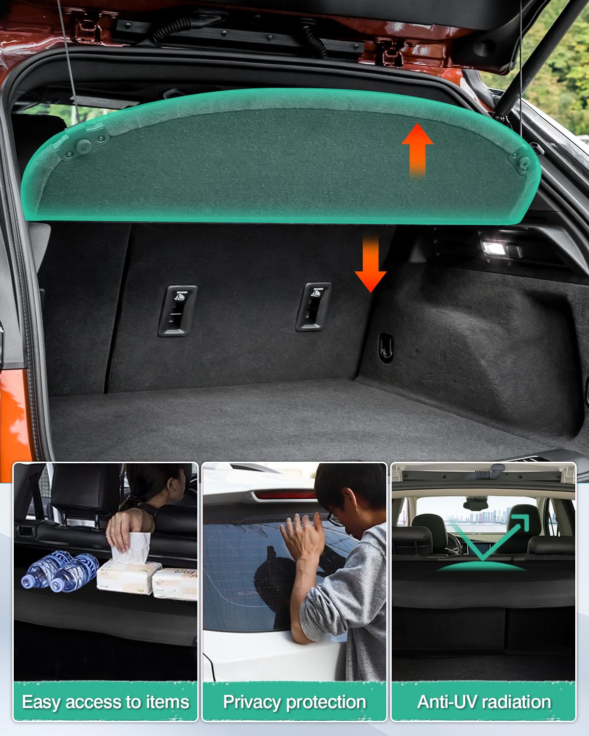 Premium Retractable Cargo Cover for 2019-2025 Cadillac XT4 - Durable Trunk Shade Protector, Luggage Cover Accessory (Heavy-Duty Load Bearing) - Perfect for Road Trips, Grocery Hauling & Privacy Protection