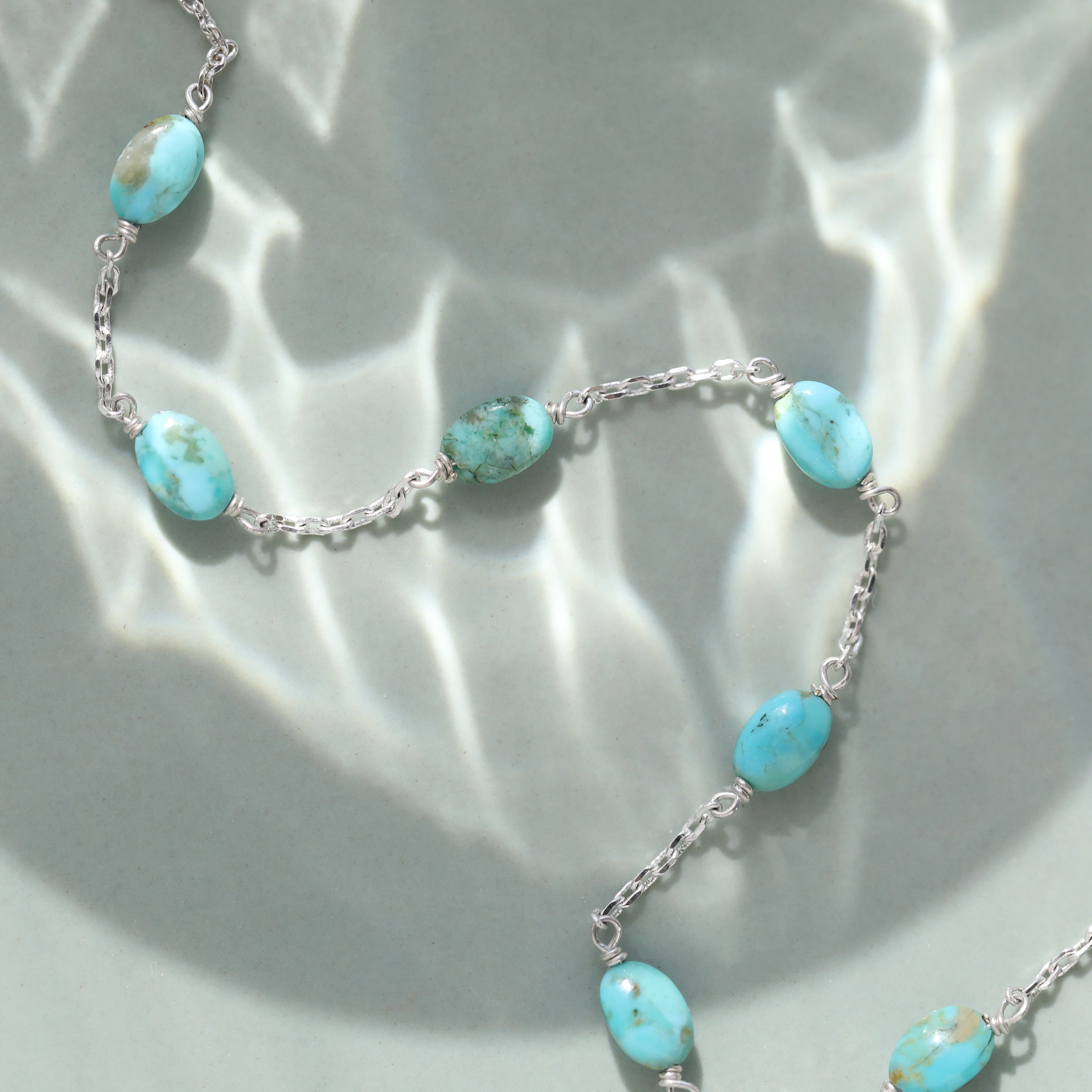 Authentic Mohave Turquoise Infinity Chain Bracelet for Women - Handmade Sterling Silver Adjustable Bangle - Perfect for Boho Jewelry, Gifts & Everyday Wear