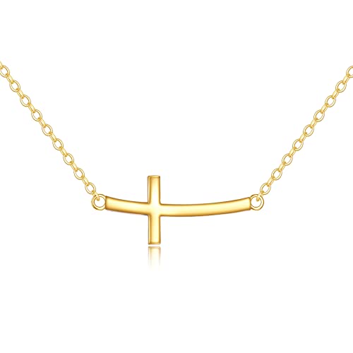 Gold Sideway Cross Necklace