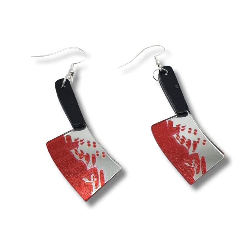 Butcher Knife Dangling Earrings - Unique Gothic Punk Jewelry for Women - Perfect for Halloween, Cosplay, and Alternative Fashion Outfits