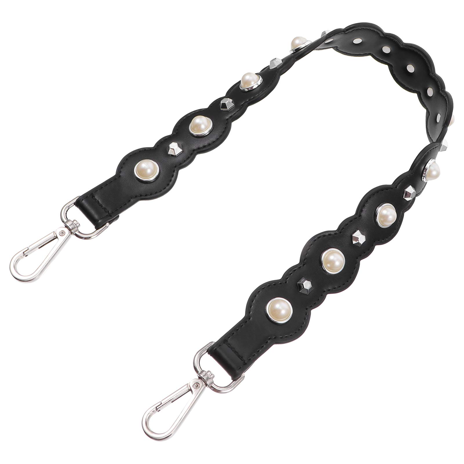 KESYOO Genuine Leather Pearl Handbag Strap - Adjustable Beaded Purse Strap for Women, Crossbody Bag Sling, Soft Leather Messenger Chain Handle (Perfect for Daily Use, Parties & Travel)