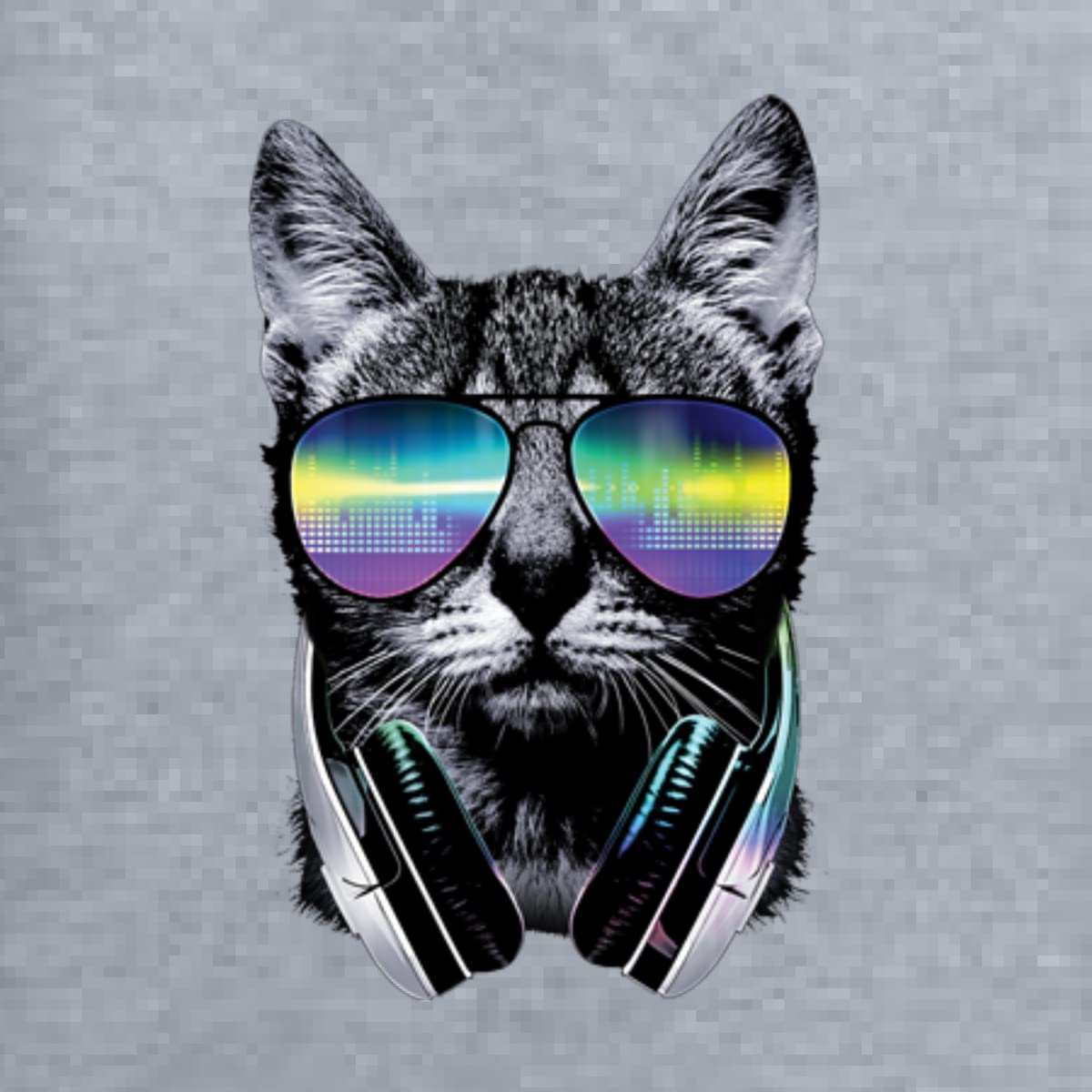 Wild Bobby DJ Kitty Cat with Headphones Graphic Sweatshirt - Unisex Crewneck Pullover for Cat Lovers | Perfect for Music Festivals, DJ Parties & Casual Wear