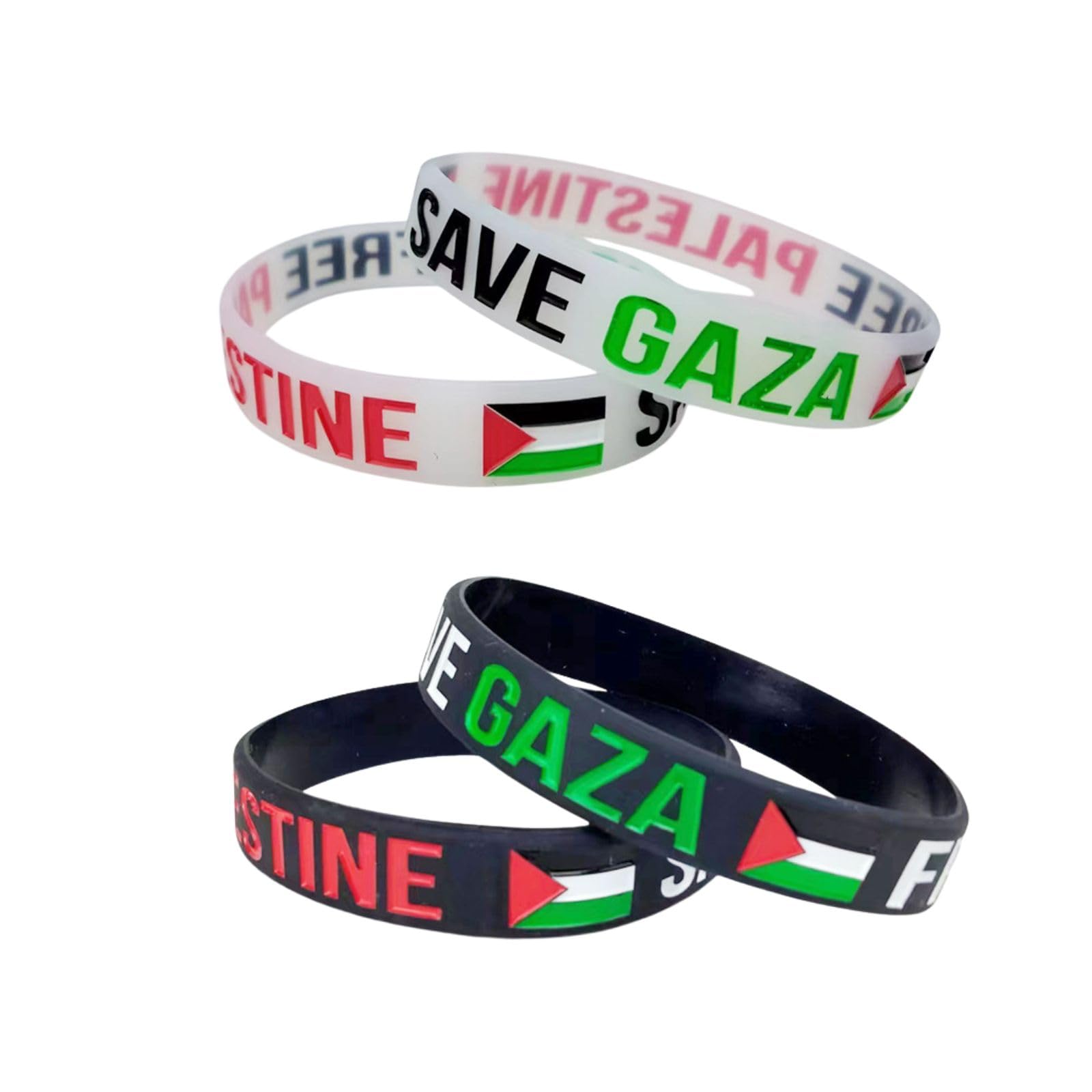 4 Pack Free Palestine Silicone Bracelets for Women & Men - Waterproof Wristbands with Palestine Flag Design - Ideal for Protests, Sports & Daily Wear