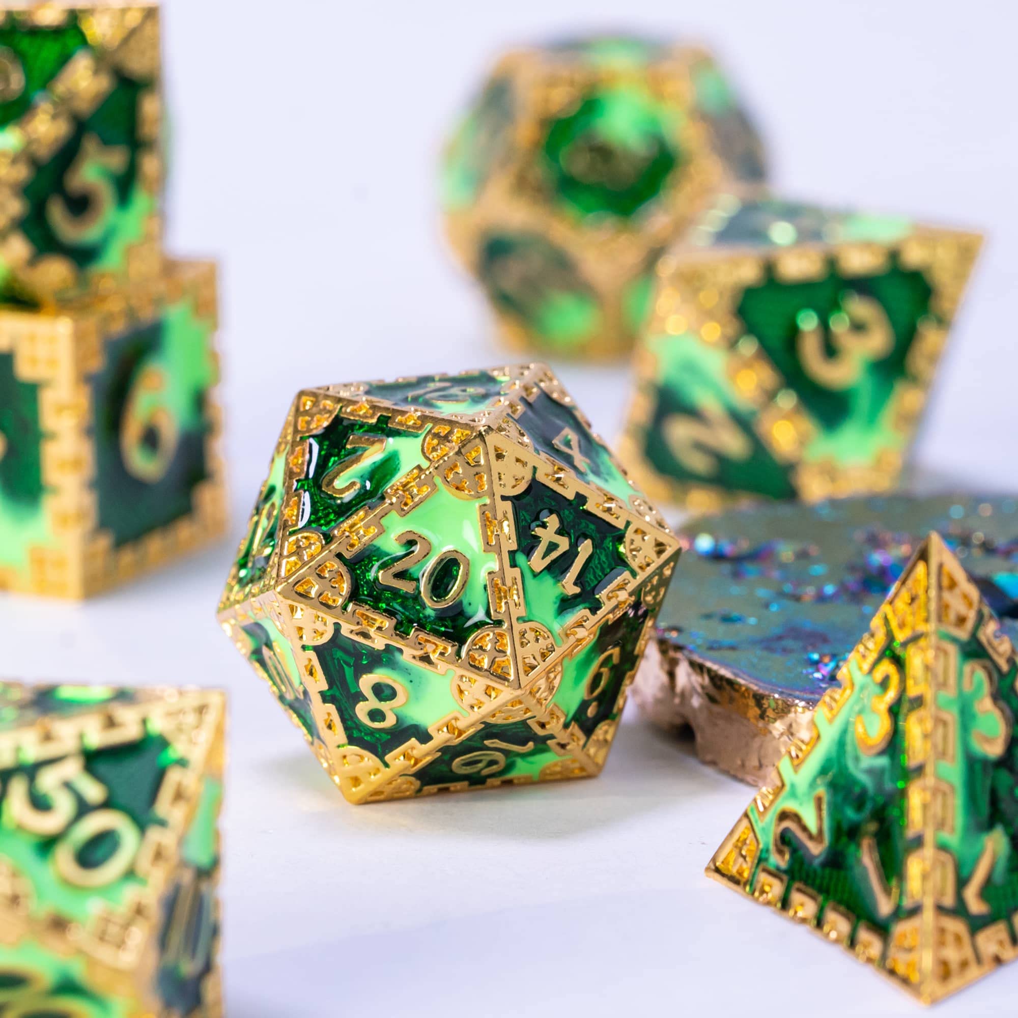 UDIXI 7PCS Metal D&D Dice Set - Polyhedral RPG Dice for Dungeons & Dragons, MTG, Tabletop Games (Mint Green) - Perfect for Role Playing, Collectors & Gift Giving
