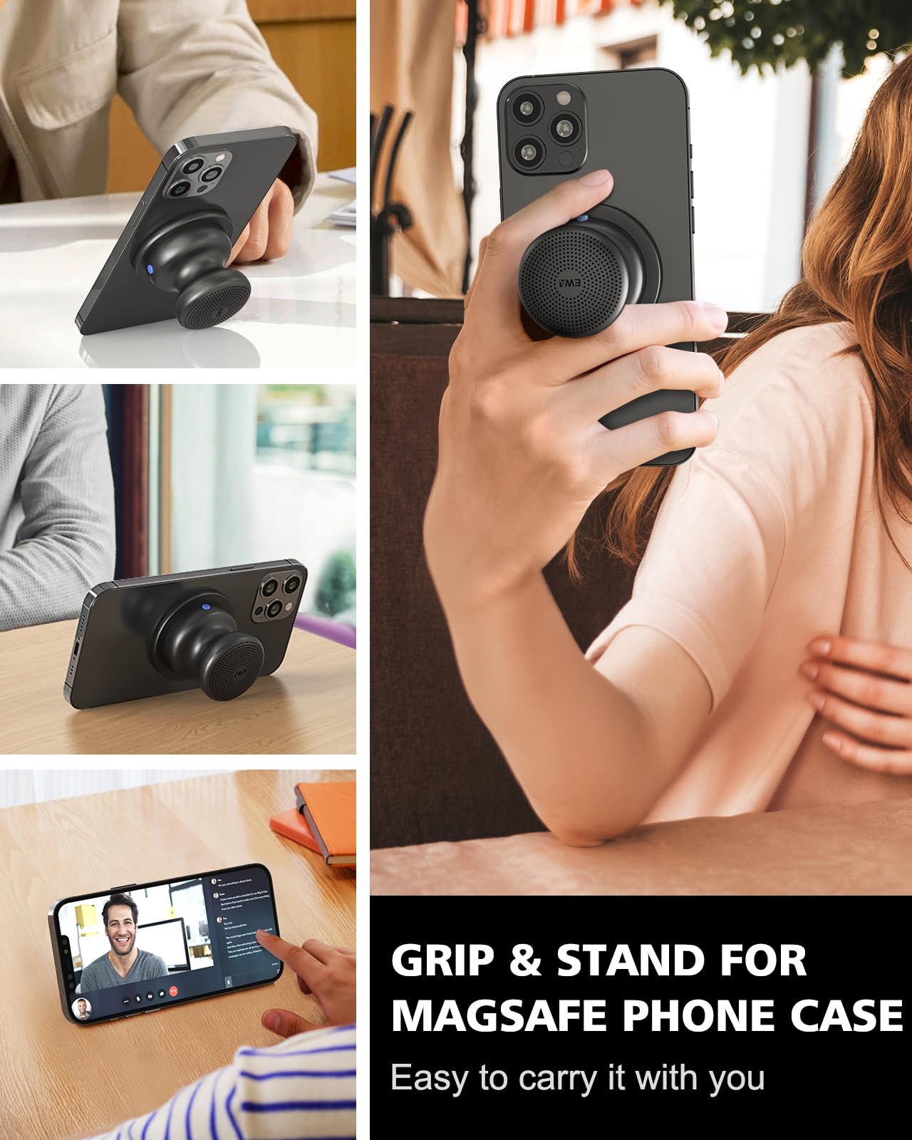 EWA A117 Mini Portable Wireless Bluetooth Speaker with Magnetic Base - Powerful Sound, Easy Metal Surface Attachment, Magsafe & iPhone 15/14/13/12 Pro/Max Compatible - Perfect for Home, Office, Travel & Outdoor Adventures