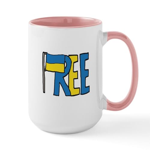 White/Pink Inside - Free Ukraine Mugs