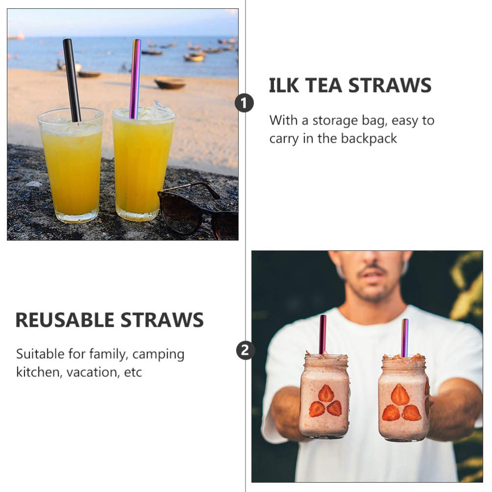 Eco-Friendly Stainless Steel Straw Set - Reusable Drinking Straws for Coffee, Tea, Milk & Smoothies | Durable, Multipurpose Metal Straws for Home, Office & Travel | Dishwasher Safe & BPA-Free