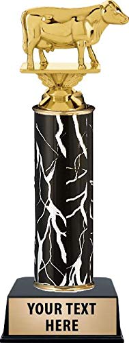 Custom Engraved Black Lightning Dairy Cow Trophy - Personalized Dairy Cow Awards for 4H, FFA & Farm Competitions - Perfect for Livestock Shows, County Fairs & Agricultural Events