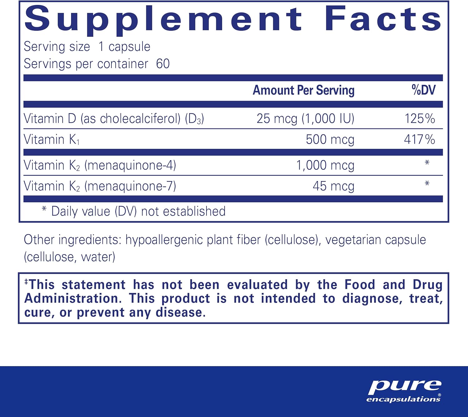 Pure Encapsulations Synergy K - High Potency Vitamin K Supplement for Bone & Heart Health | Supports Calcium Absorption & Blood Clotting - Ideal for Adults & Seniors