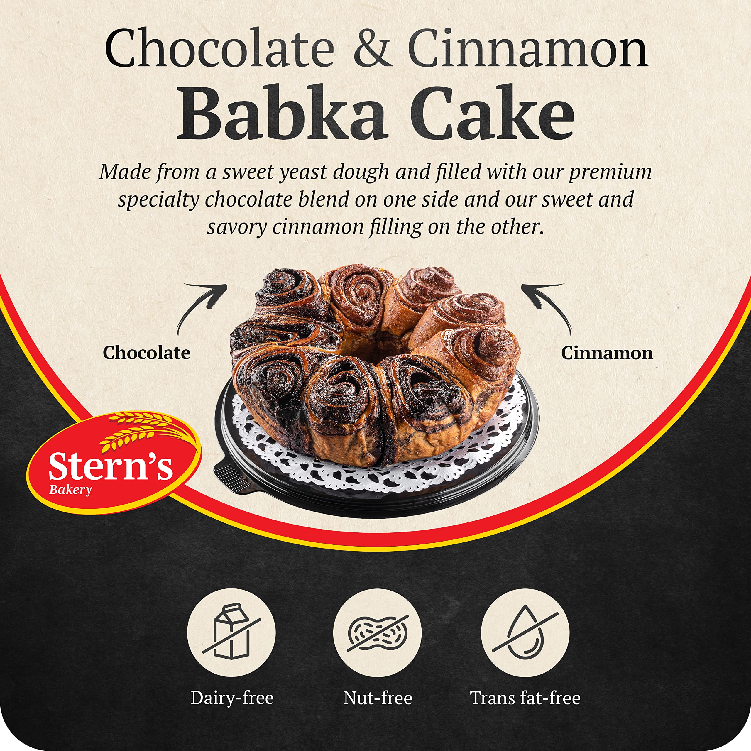 Delicious Chocolate & Cinnamon Babka Cake - 32oz Fresh Baked Babka Bread | Perfect Valentine's Day, Christmas & Thanksgiving Gift Basket | Thoughtful Present for Men, Women, Colleagues & Friends | Great for Holiday Parties, Breakfast Treats & Coffee Pairings