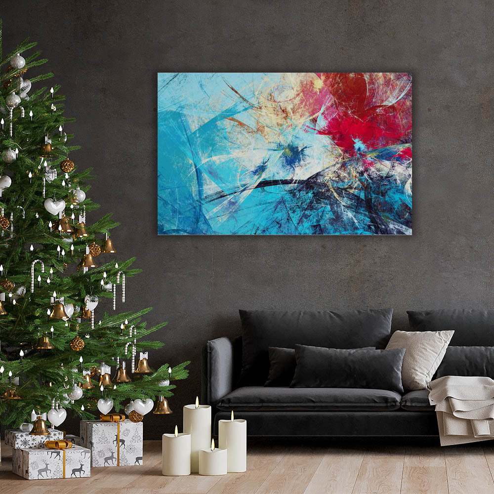 Abstract Blue & Red Wall Art Canvas Painting - Modern Home Decor for Living Room, Bedroom & Office - Perfect Gift for Housewarming & Holidays