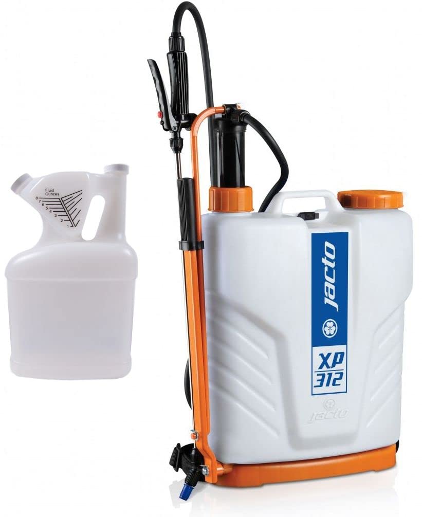 Jacto XP312 Backpack Sprayer with Tip N' Measure 1 Gallon Container - 2-Piece Bundle for Gardening, Lawn Care & Pest Control