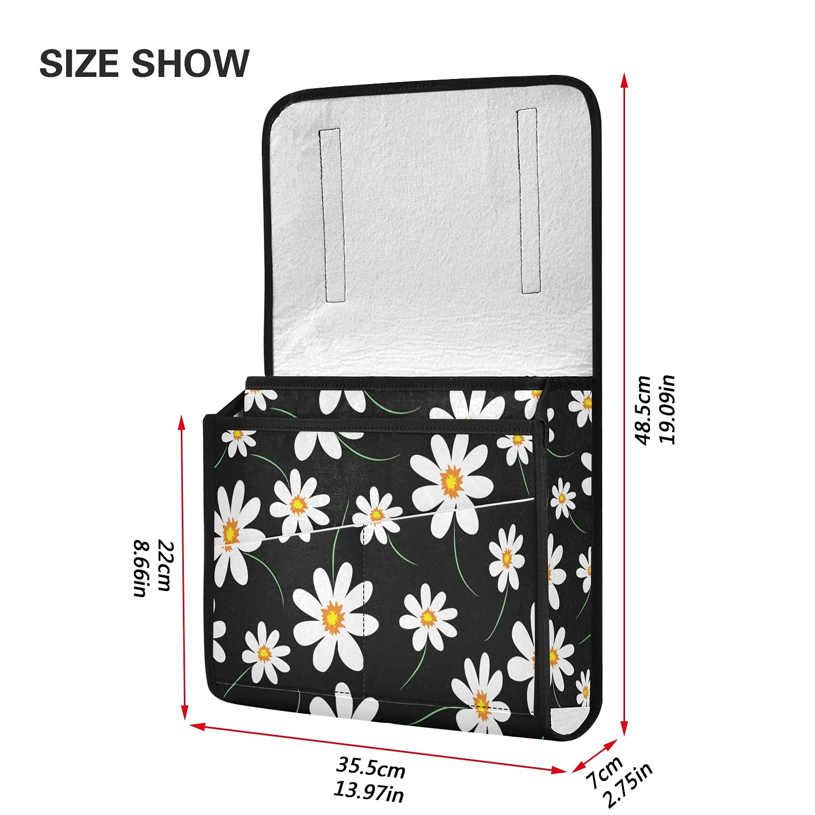 Daisy Flower Bedside Caddy Organizer - 5 Pocket Remote Control Holder for Recliner Couch & Sofa Armrest - Perfect for Magazines, Tablet, Phone, iPad Storage - Ideal for Living Room, Bedroom & Office Organization