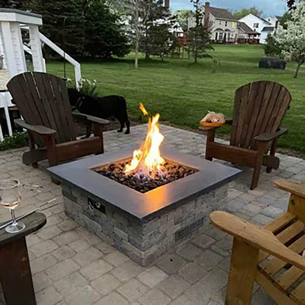 HPC Penta Match Lit Fire Pit Burner Kit - 12-Inch Stainless Steel Burner & 18-Inch Round Flat Pan - Propane Gas Fire Pit Accessories with Chrome Finish, Flange, Key, Valve & Flex Line - Perfect for Backyard, Patio, and Outdoor Gatherings