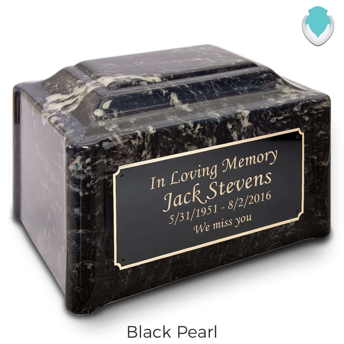 Custom Engraved Cultured Marble Cremation Urn for Adults - Black Pearl Finish | Memorial Keepsake for Ashes | Perfect for Home Display & Funeral Services