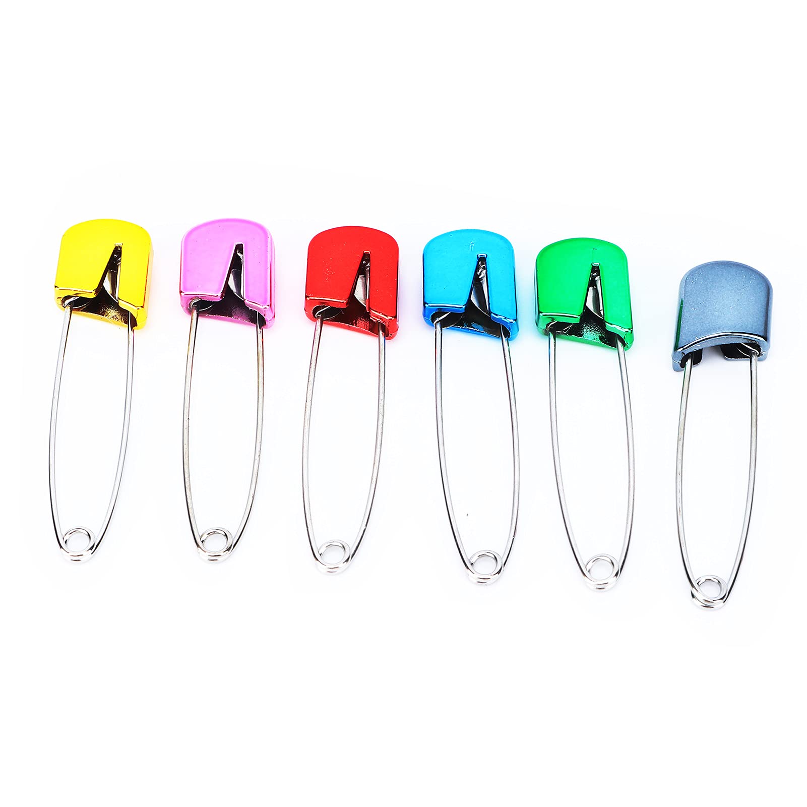 Stainless Steel Diaper Pins with Plastic Safety Locks - 6 Colorful Nappy Sewing Pins for Baby & Adult Cloth Diapers - Secure Fabric Fasteners for Knitting, DIY & Traditional Diaper Use
