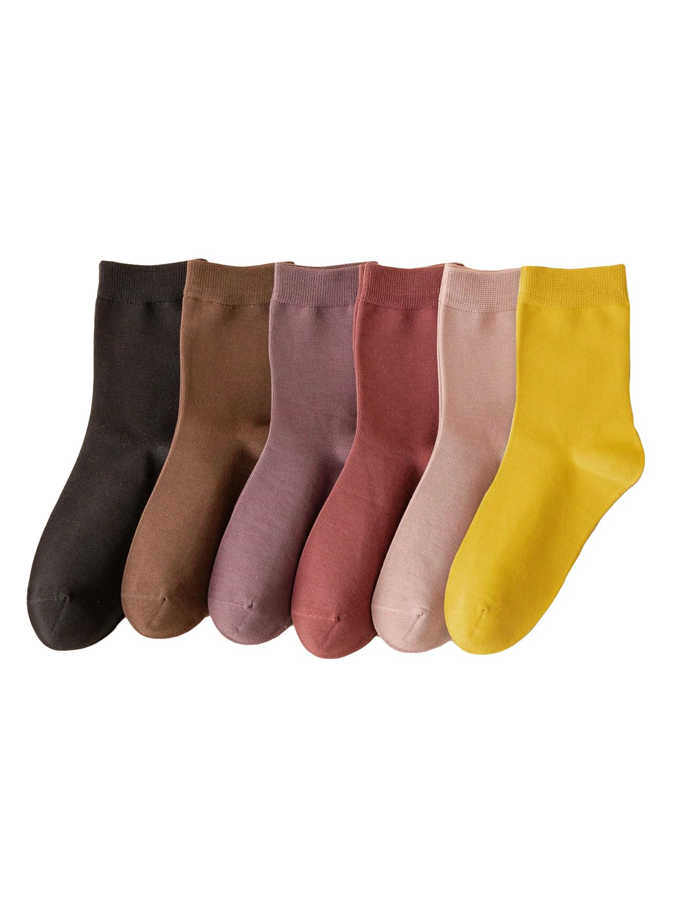 WDIRARA Women's 6-Pack Cotton Crew Socks - Soft Casual Knit Socks for Everyday Wear, Workout & Home Comfort