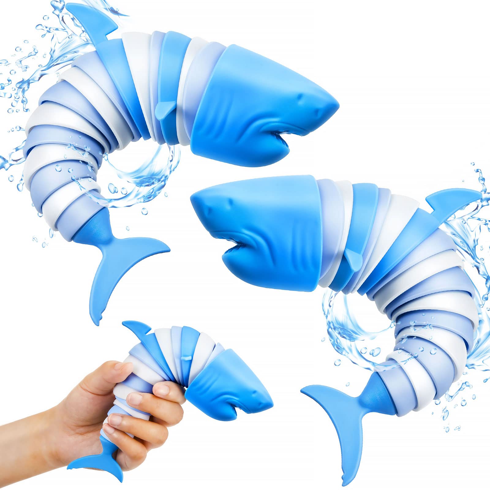 Yunsailing 2-Pack Shark Sensory Fidget Toys for Kids & Adults - 3D Printed Articulated Dolphin & Shark Stress Relief Toys for Autism, ADHD, Anxiety - Perfect for Classroom, Office, Travel & Home Use