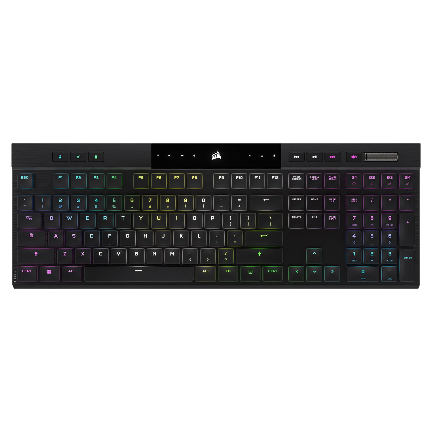 Corsair K100 AIR Wireless RGB Mechanical Gaming Keyboard - Ultra-Thin, Sub-1ms Slipstream, Low-Latency Bluetooth, Cherry MX Ultra Low Profile Keyswitches - NA Layout, QWERTY - Black | Perfect for Esports, Streaming & Office Work