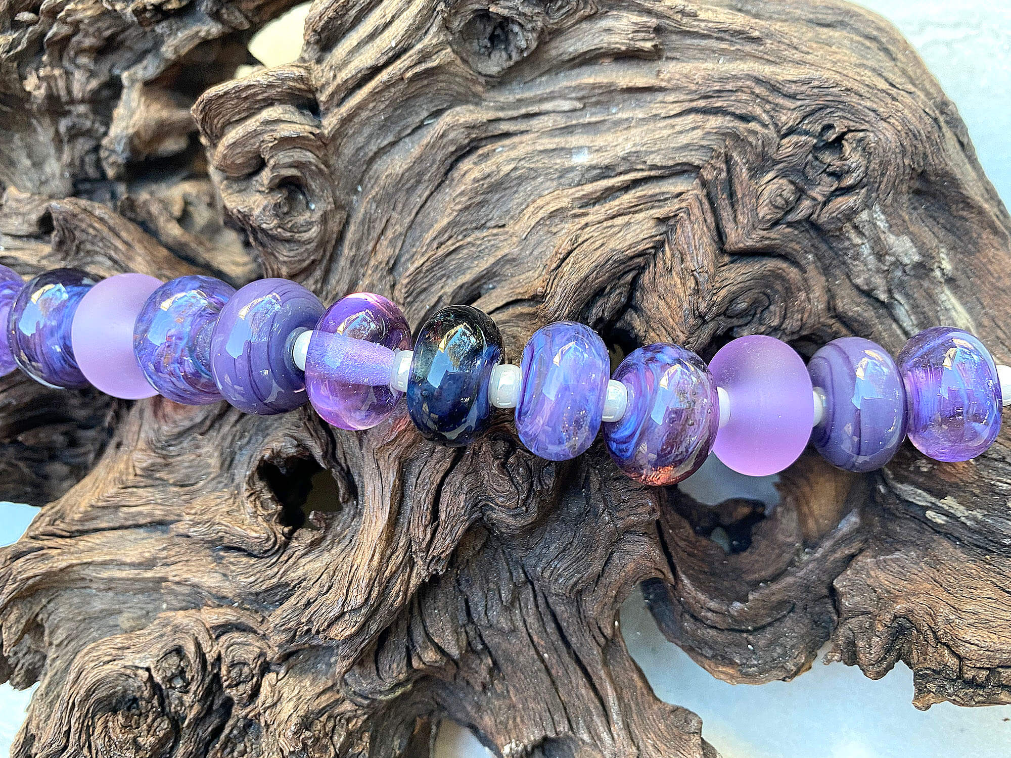 19-Piece Royal Purple Lampwork Glass Bead Set for Jewelry Making - DIY Necklace, Bracelet & Earring Supplies - Handmade Artisan Beads for Crafting, Gifts & Fashion Accessories