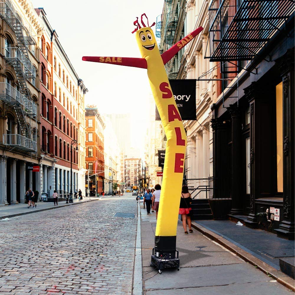 20ft Inflatable Tube Man Air Dancer - Yellow/Red Waving Puppet with 1HP 2-Speed Blower | Outdoor Advertising, Car Dealerships, Grand Openings & Events Decoration