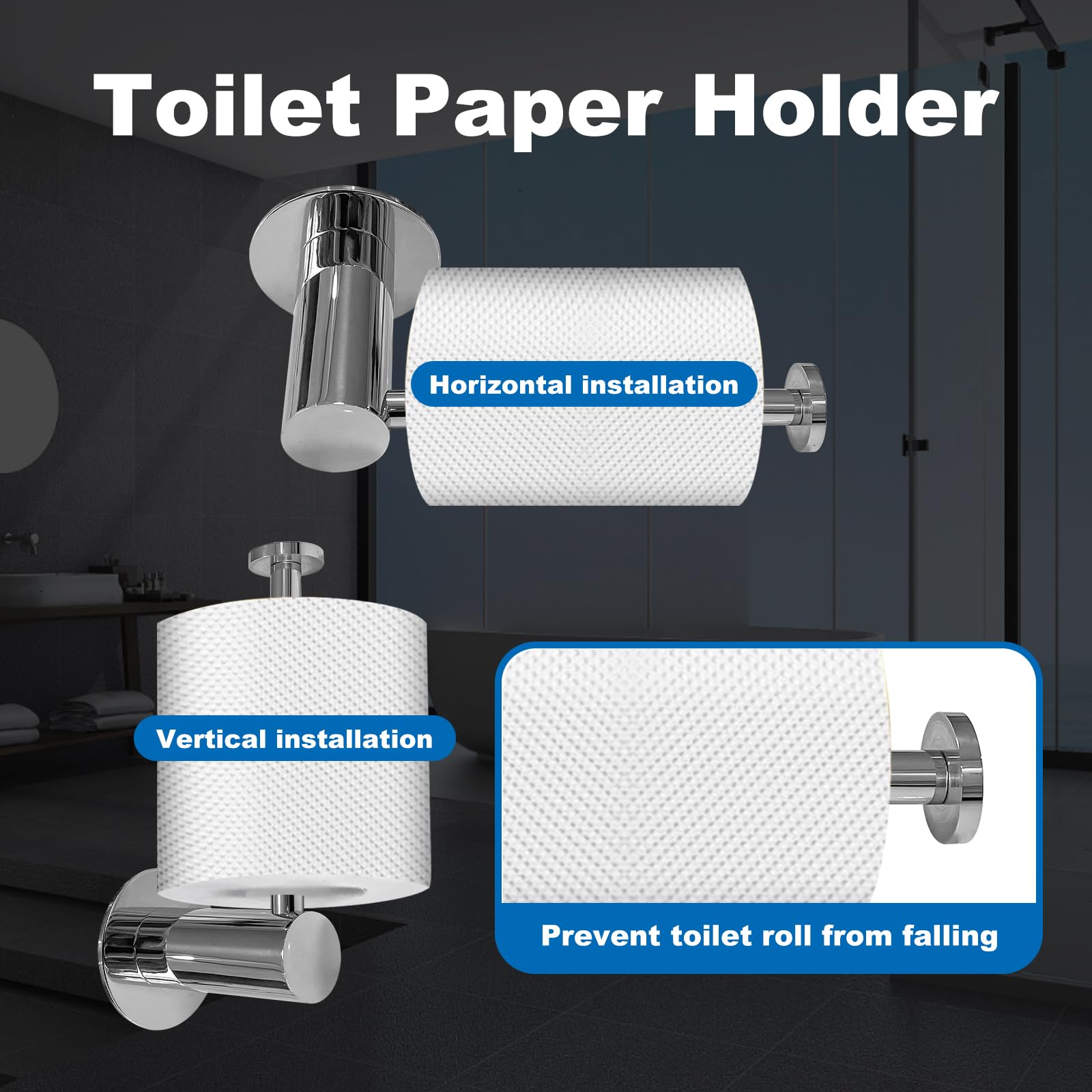 18 Inch 304 Stainless Steel Bathroom Hardware Set - Chrome Polished Towel Racks, Toilet Paper Holder & Robe Hooks for Modern Bathroom Decor - Perfect for Spa, Hotel & Home Bathroom Organization