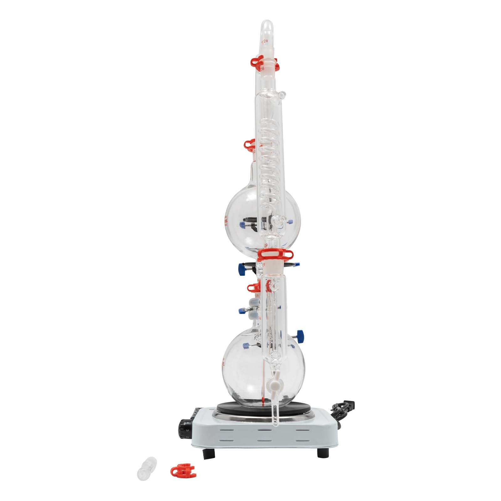 1000ml Essential Oil Distillation Kit with Graham Condenser, Hot Plate & Separator - 1000W 110V Glass Lab Distillation Apparatus for Home DIY, Aromatherapy & Herbal Extracts - Perfect for Essential Oil Making, Hydrosol Production & Small Batch Distilling