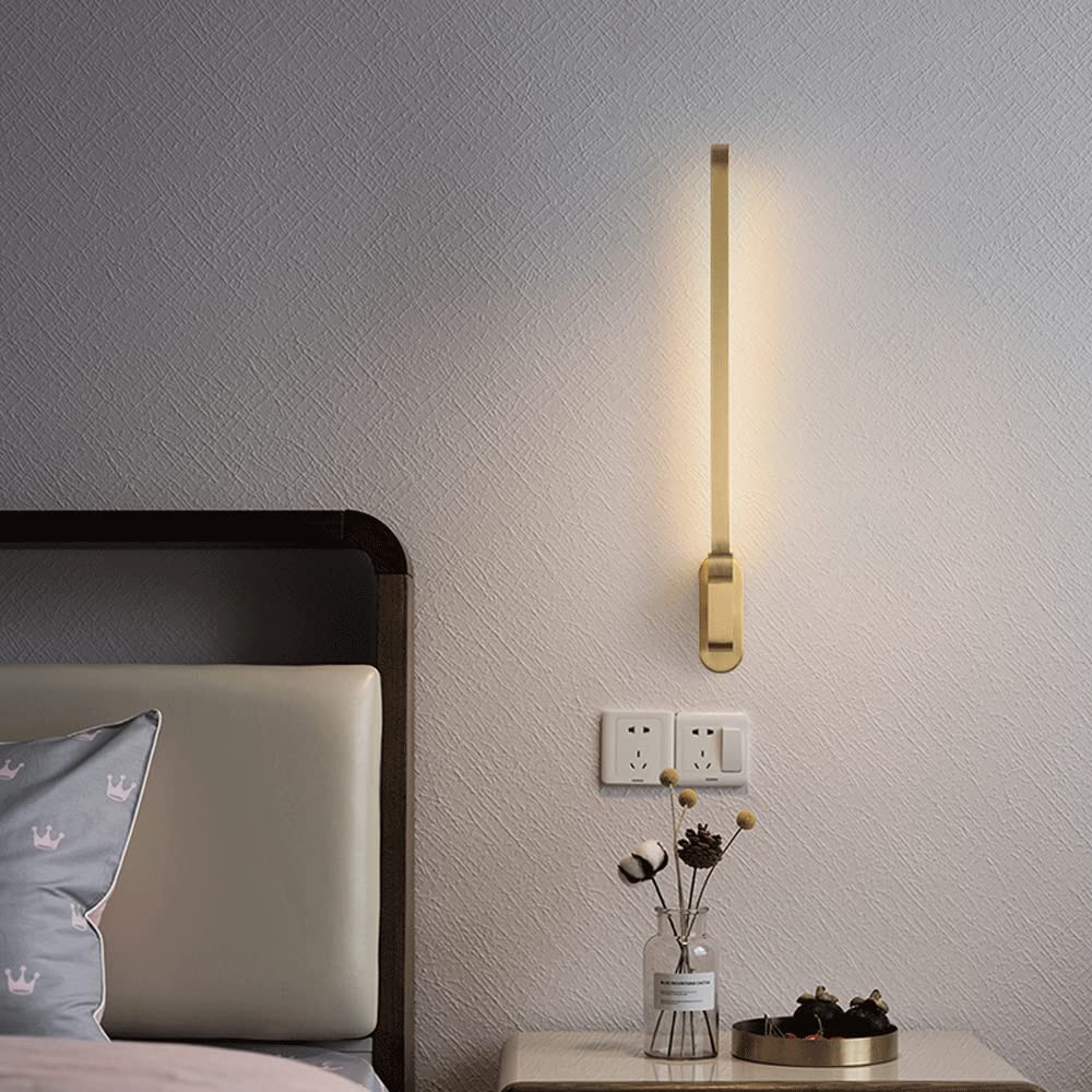 Minimalist LED Vanity Wall Light Fixture - Modern Bedside Wall Lamp with All Copper Body, 5W Wall-Mounted Sconce for Living Room, Hallway & Bedroom - Perfect for Ambient Lighting and Home Decor