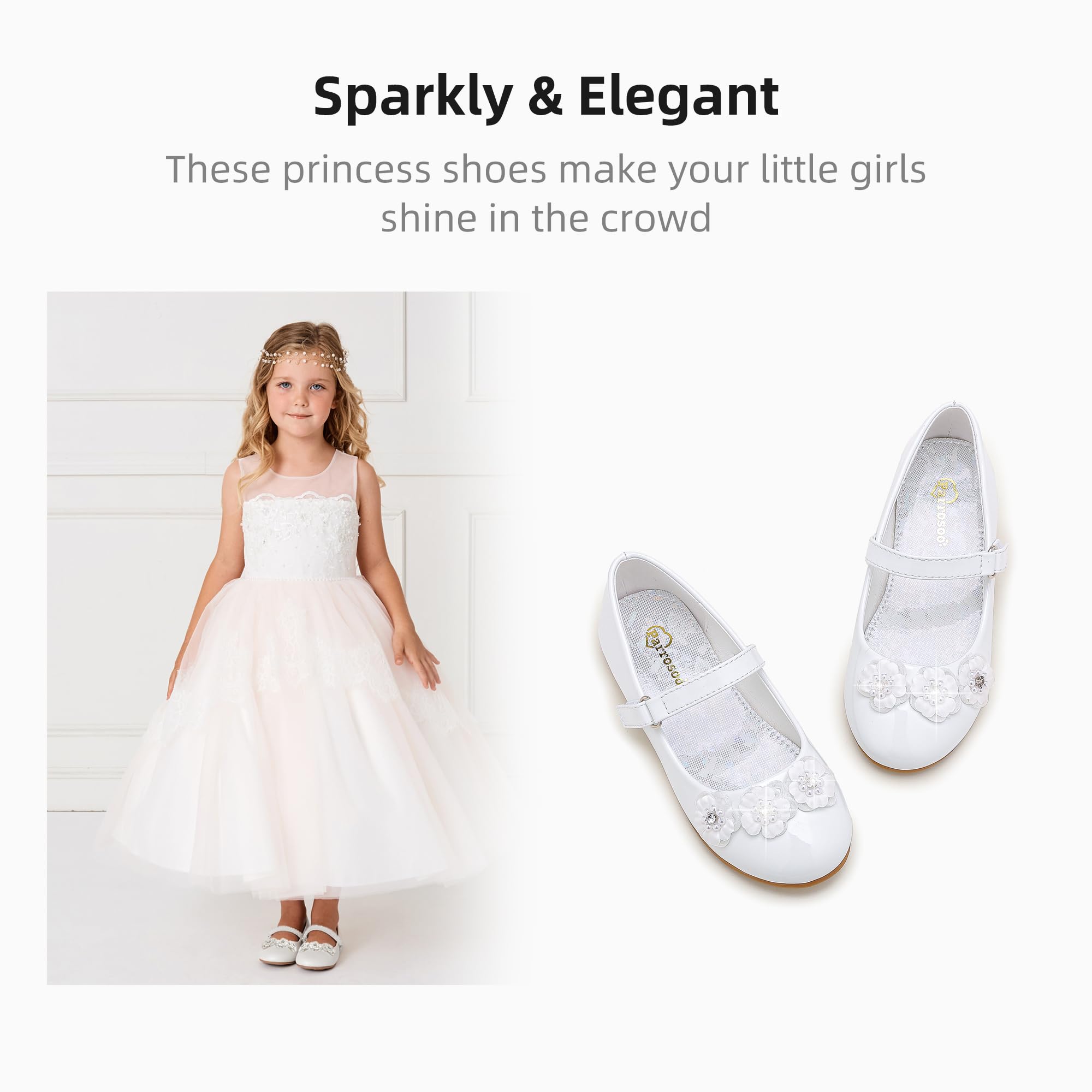 Flower Girl Shoes for Toddlers & Kids - Comfortable Low Heel Princess Wedding Flats | Perfect for Weddings, Pageants & Special Occasions