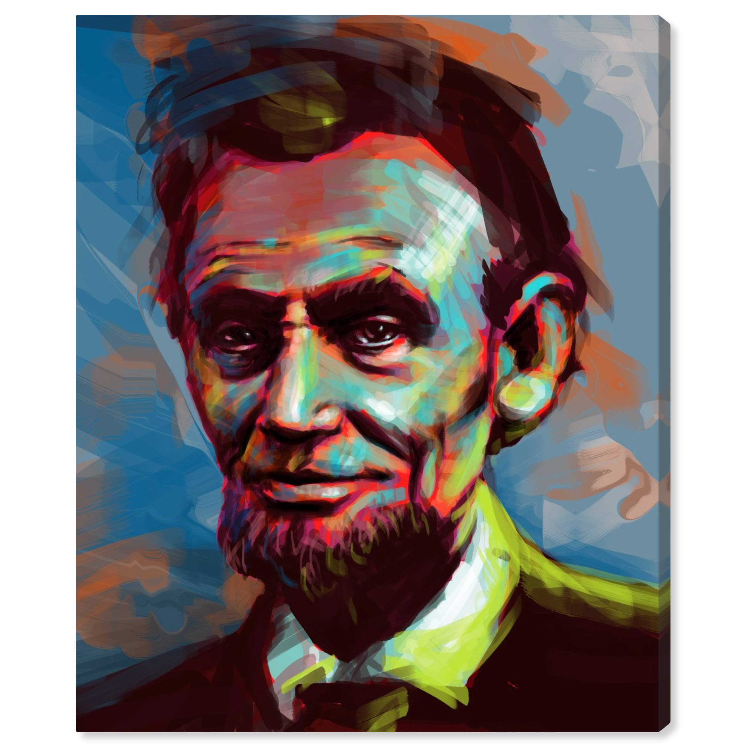 Oliver Gal Artist Co. Lincoln Portrait Wall Art Canvas Print - 13x16 Inch Blue & Green Home Decor for Living Room, Bedroom & Office