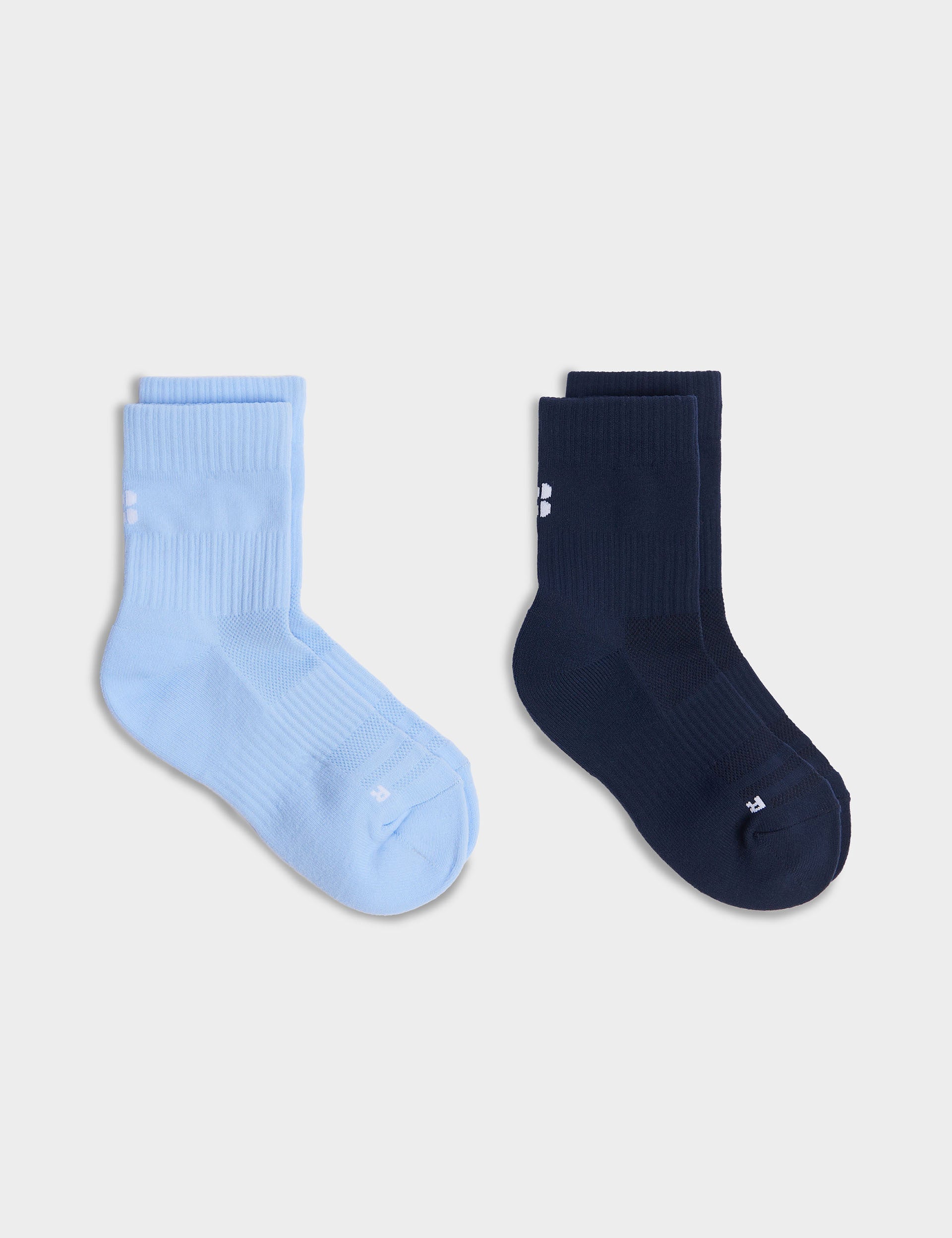 Breathable Crew Running Socks 2-Pack - Breeze Blue & Navy Blue - Perfect for Marathon Training & Gym Workouts