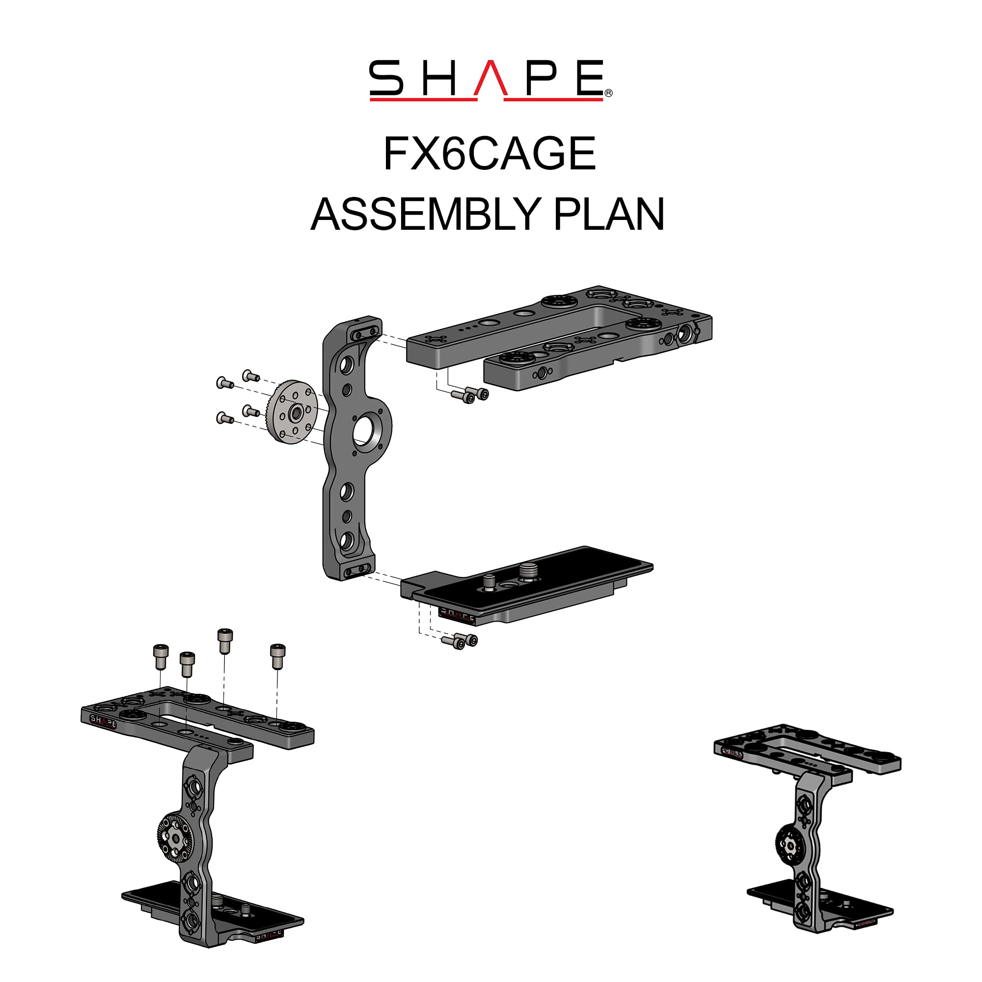 SHAPE Camera Cage for Sony FX6 - Durable Aluminum Alloy Rig with Cold Shoe Mount & 15mm Rod Clamps - Perfect for Filmmaking, Vlogging & Professional Video Production