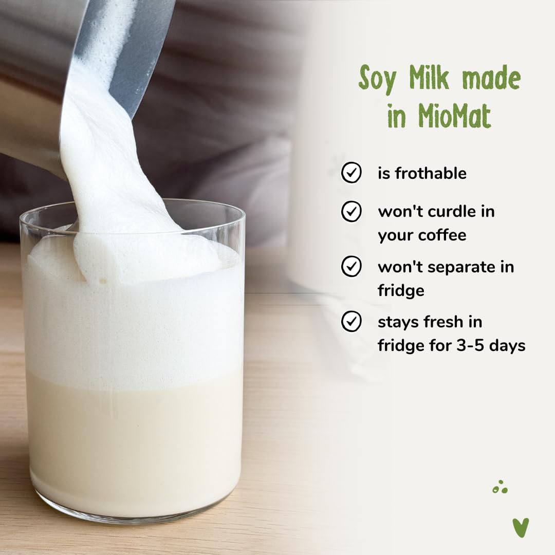 **Automatic Soy Milk Maker Machine - 43oz Homemade Fresh Soy Milk in 7 Minutes, Works with Dry & Soaked Beans, 304 Stainless Steel Interior - Perfect for Breakfast, Healthy Drinks & Vegan Lifestyle**