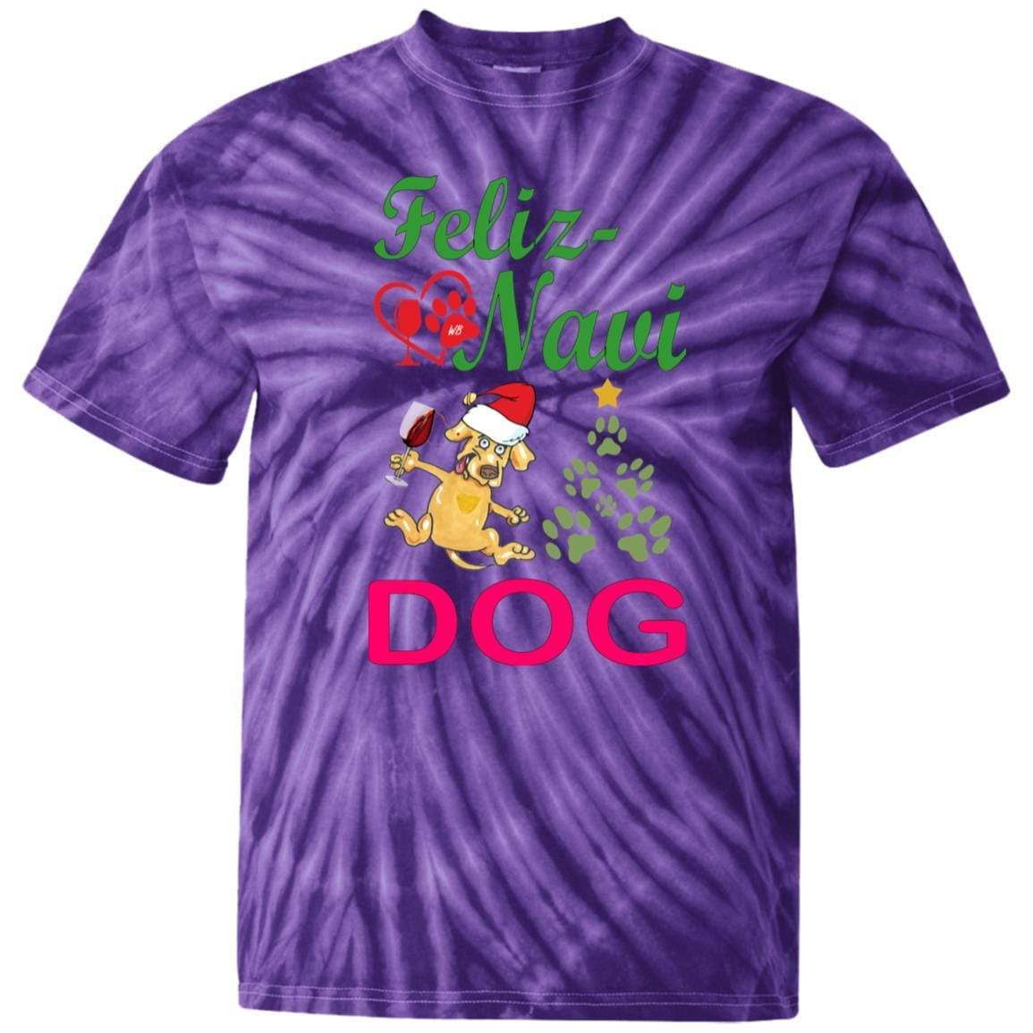 Feliz Navi Dog Tie Dye Youth T-Shirt | Christmas Holiday Graphic Tee for Dogs & Pet Lovers | Perfect for Xmas Parties, Pet Photos & Festive Gifts