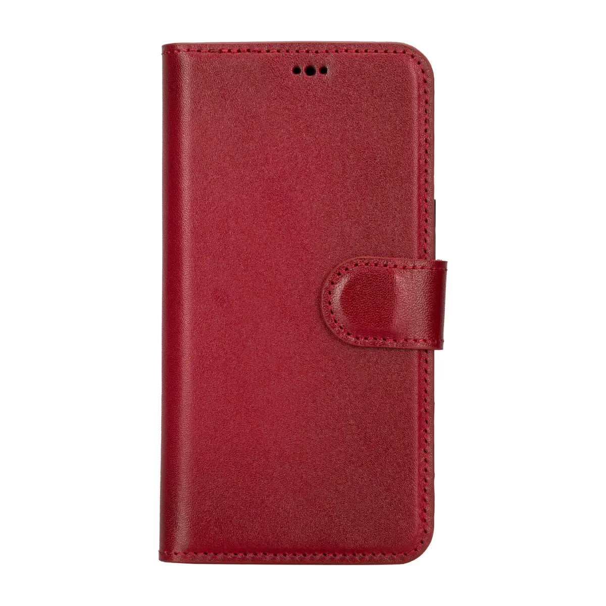 Premium Burnished Red Leather Magnetic Case for iPhone 15 - Slim Protective Cover with Strong MagSafe Compatibility | Perfect for Work, Travel & Everyday Use