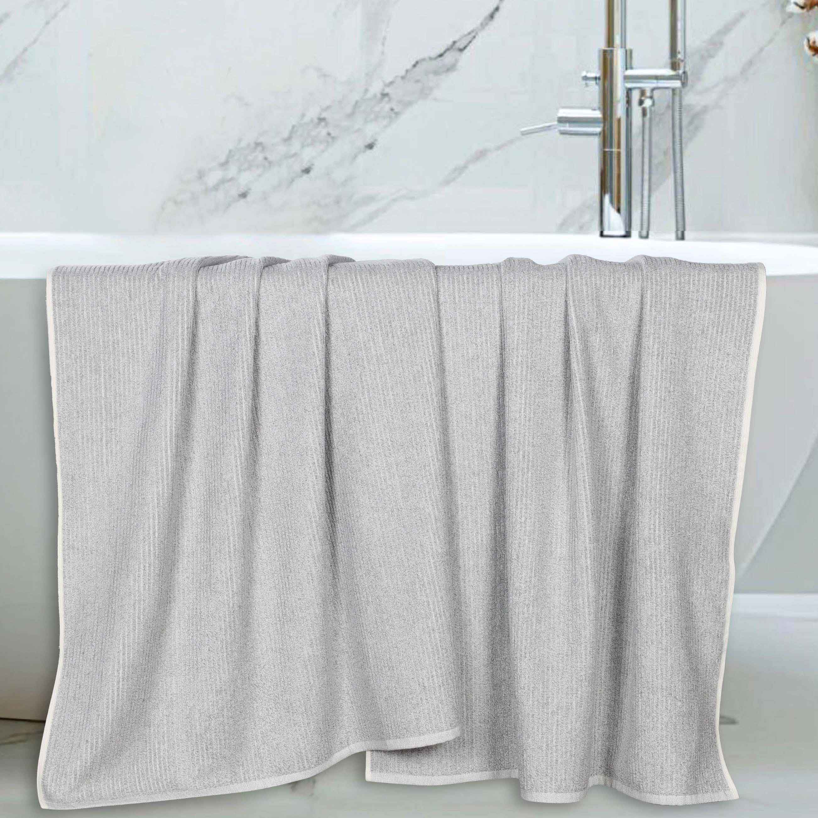 Premium Cotton Blend Ribbed Bath Towels Set of 2 - Ultra Absorbent & Soft Bath Sheets for Spa, Gym & Luxury Bathroom - Destin Collection