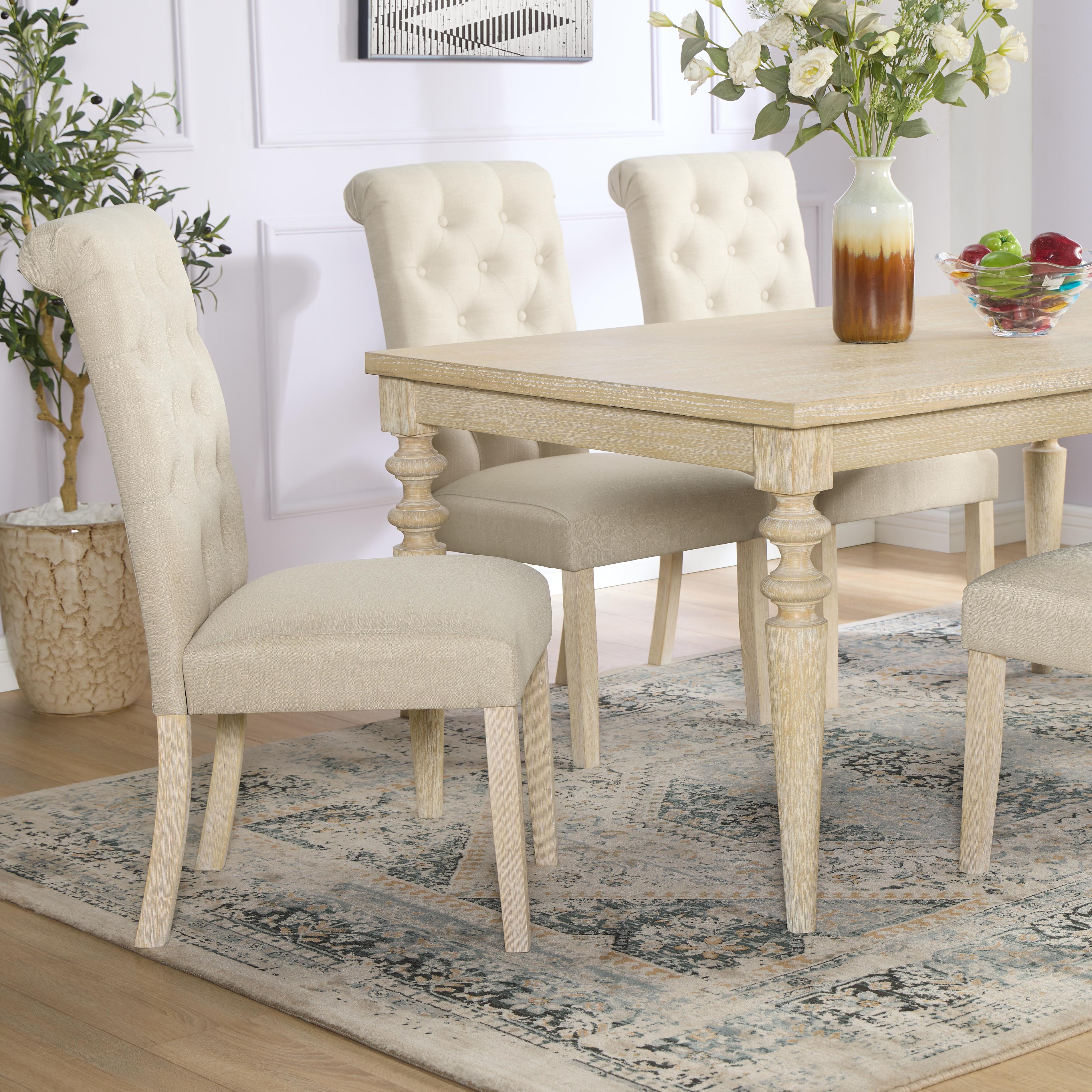 Roundhill Furniture Amonia Urban Style Wired Wood Turned Leg Dining Table - 42 Inch Modern Farmhouse Kitchen Table with Washed White Finish - Perfect for Small Space Dining Rooms & Breakfast Nooks