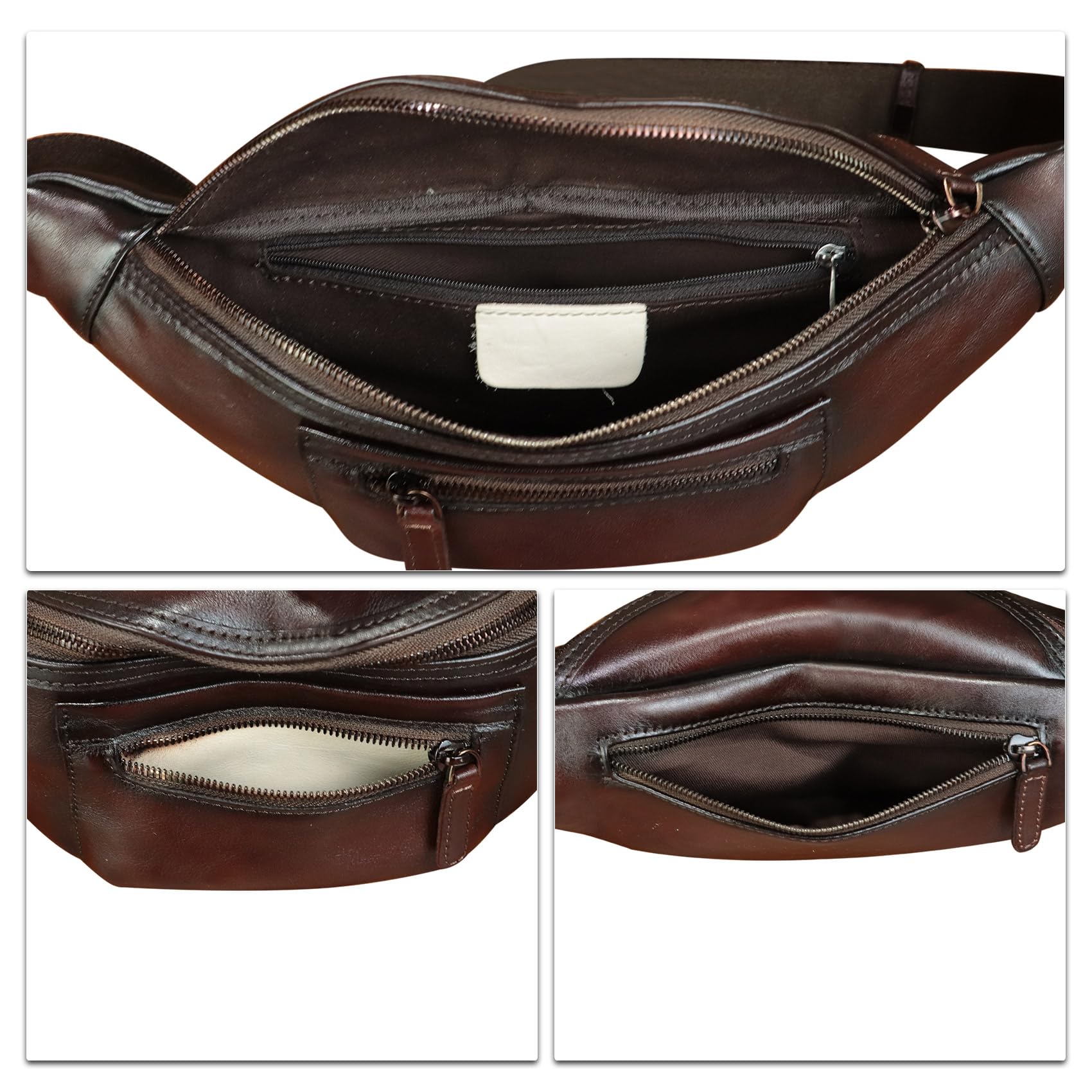 Vintage Genuine Leather Fanny Pack for Men & Women - Handmade Leather Waist Bag, Sling Backpack, Crossbody Purse (Coffee) - Perfect for Travel, Hiking & Everyday Use