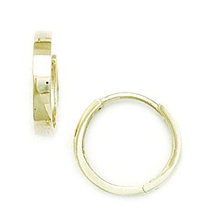 14K Yellow Gold Small Round Hinged Hoop Earrings 13x13mm - Elegant Dainty Jewelry Gift for Women, Girlfriend, Wife - Perfect for Everyday Wear, Date Night, Anniversary & Special Occasions